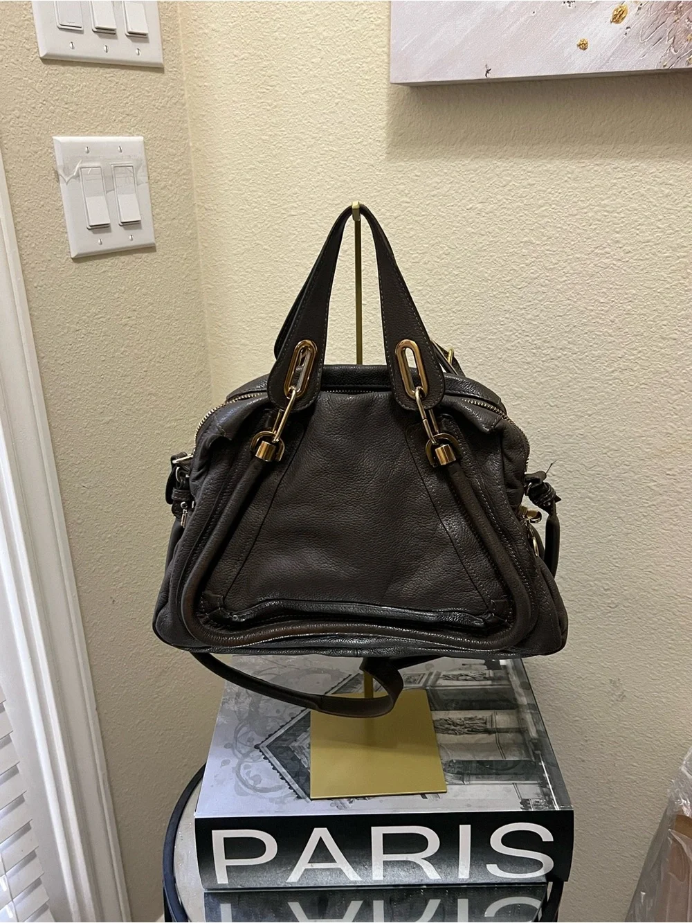 Chloe Brown Leather Satchel with Gold-Tone Hardware